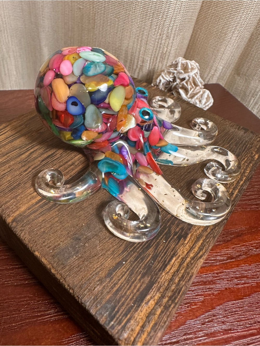 Resin and Rainbow Multi Colored Crystal Chips Octopus Figure - Picture 6 of 10